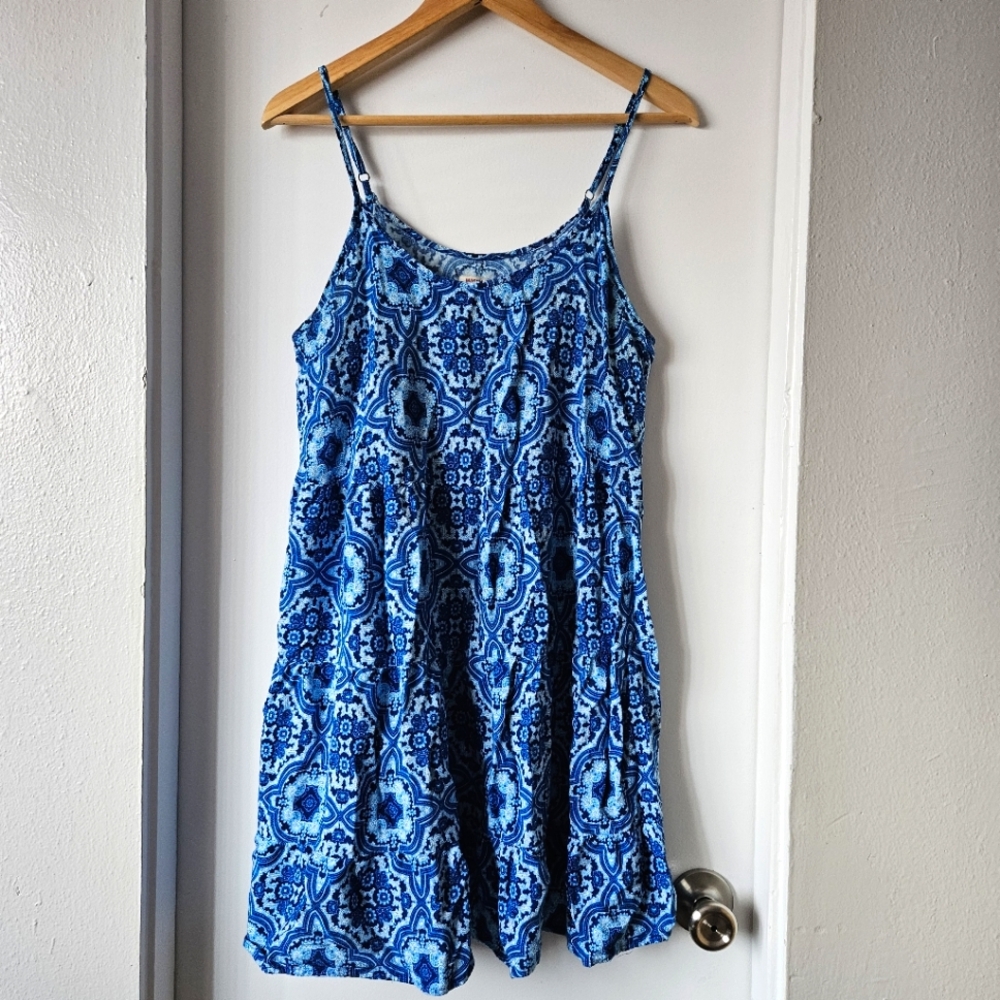 Mossimo - blue paisley mini dress (L)